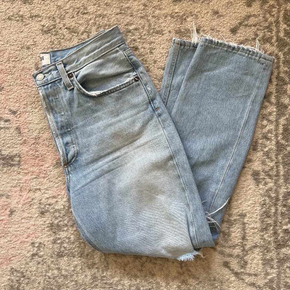 Agolde Riley High Rise Straight Crop Jeans in Clear Skies